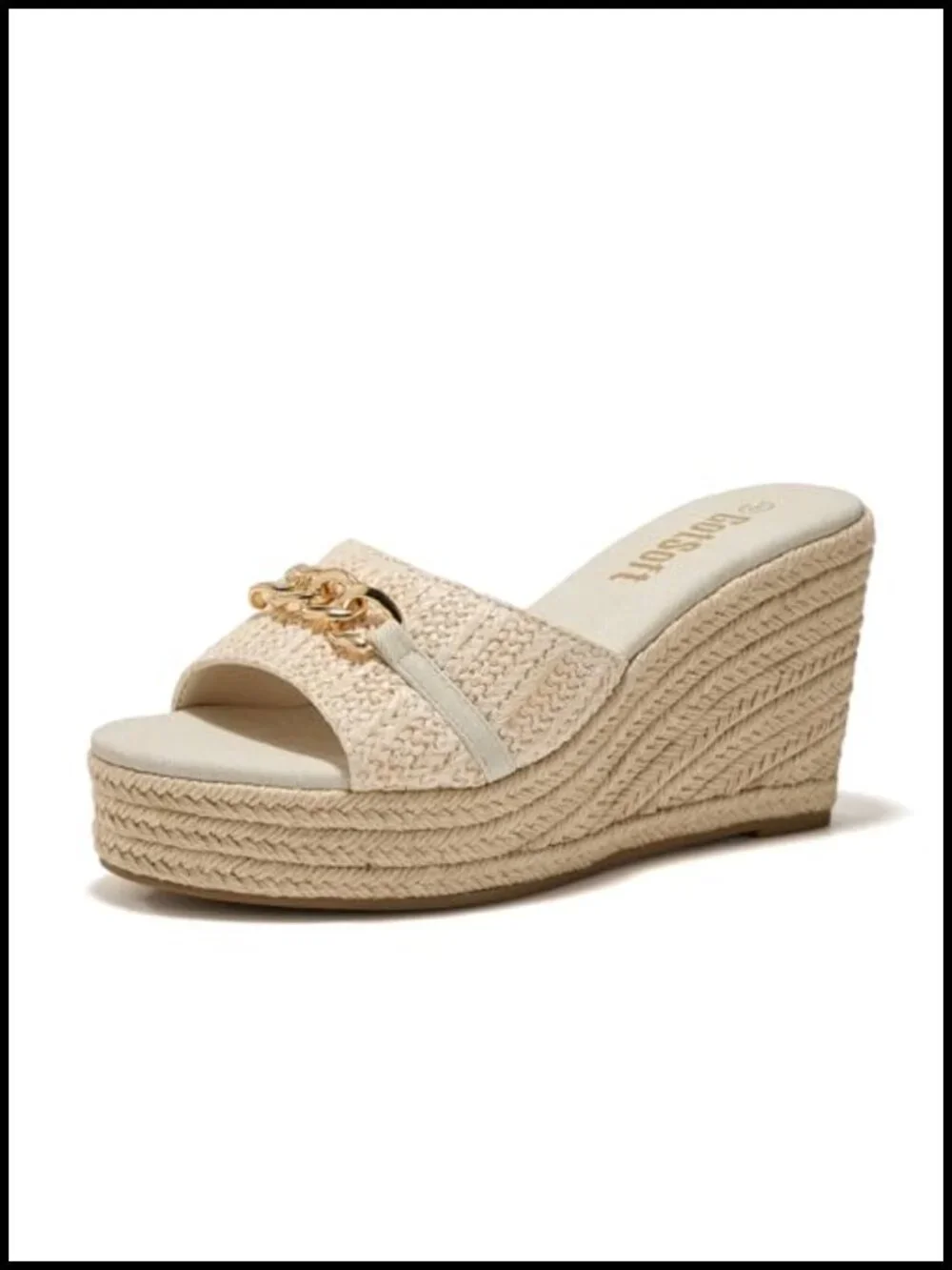 Wedge Espadrilles Sandals Chain Slip On Slides Platform Heeled Summer Shoes